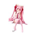 Vestido Rosa Hatsune Miku - Figura Anime Sentada em PVC com Decoração de Flor de Cerejeira