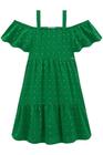 Vestido Roupa Menina Air Flow Coração Verde Infantil Confortável Manga Curta Alças Verão Kukiê