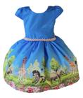 Vestido Safari Menina Animais Floresta Infantil Temático