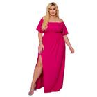 Vestido Tamanho Grande Ciganhinha Com Fenda Lateral Plus Size Manga Godê