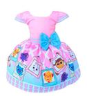 Vestido Temático Infantil Bolo Fofo Quadros Busto Liso