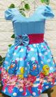 Vestido Temático infantil Galinha Pintadinha Rosa/ Azul/ Candy