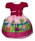 Vestido Temático Infantil Porquinha Pig Jardim + Tiara