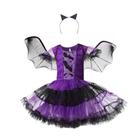 Vestido Traje Fantasia Infantil Halloween Dia das Bruxas Morceguinha Roxo COD.000478 - Importada