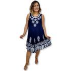 Vestido Trapézio Regata Batik e Bordado Plus Size 1294