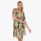 Vestido Tule Estampa Tropical - Doce Trama