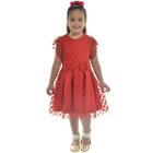Vestido Vermelho Infantil Tule Poá - Batizado, Casamento e Formatura
