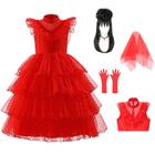 Vestido Vermelho Lydia Deetz Infantil - Fantasia Beetlejuice Xinxiaomeng