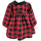 Vestido Xadrez Infantil Flanelado Manga Longa Verde Longo