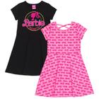 Vestidos de skatista Barbie Big Girls 10-12, pacote com 2 rosa/preto