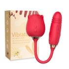 Vibrador Duplo Vai E Vem E Sugador De Clítoris Rosa Telescopic Vibrator