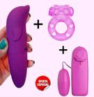Vibrador Feminino Ponto G + Bullet Cápsula Controle + Anel Peniano Com Vibro Retardante SEX SHOP