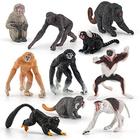 Vida Selvagem Selva Animal Modelo Playsets 10 PCS Mini Macaco Estatuetas Probóscide Macacos Macacos Japoneses Saguis Gibões Lêmures Ação Figura Brinquedo para Crianças Decoração Presente