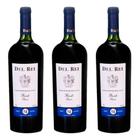 Vinho de Mesa Del Rei Tinto Suave Bordô - Kit 3 Garrafas de 1 Litro de Vinho Del Rei Tinto Suave