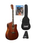 Violão land eletrico aço varnish mahogany l-825b capa correia capotraste pba07