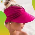 Viseira Dupla Face Proteção Solar Uv50+ Turbante Feminino Bone Piscina Moda Praia 2 Cores Verão