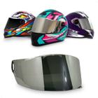 Viseira Para Capacete Motociclista- LS2 Modelos FF358 FF396 Helt Strada Txx Action FW3 Modelos GTX - Cores: Cromada, Fumê, Dourada, Azul, Camaleão - Moto Visão