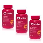 Vitamina C 1000mg e Zinco com alta concentração e mais imunidade 60 cáps Vhita ( 3 unidades)
