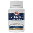 Vitamina D3 com Vitamina C e Zinco Vitafor - 60 Cápsulas