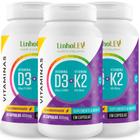 Vitamina D3 + K2 - Colecalciferol + Menaquinona 7 - 3 Frascos