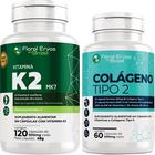 Vitamina K2 120 cápsulas + Colageno Tipo 2 60 cápsulas 1 Frasco Cada - Floral Ervas Do Brasil