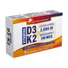 Vitamina K2 Menaquinona + D3 Colecalciferol 30 Cápsulas 500mg