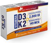 Vitaminas D3 + K2 (2000UI D3 e 149mcg K2) 500mg 30 Caps Flora Nativa