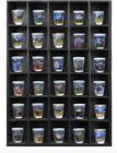 Vitrine de Vidro Granulado com 30 Slots de Madeira Preta - Expositor Tasse Verre