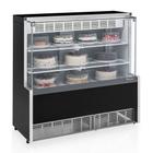 Vitrine Refrigerada Confeitaria 1,40m Linha Aurora GPEA-140 PR Preta Gelopar - Vidro Reto + Iluminação LED