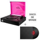 Vitrola Toca Discos Treasure - Pink / Black com software de gravação para MP3