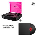 Vitrola Toca Discos Treasure - Pink / Black com software de gravação para MP3