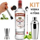 Vodka Smirnoff 1L + kit barman coqueteleira dosador socador e bailarina