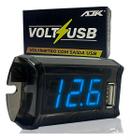 Voltimetro Display Led Azul Com Carregador Caixa Bob 12v Ajk