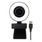 Webcam Câmera 1080p Arco Anel Luz Led Microfone Ring Light USB Gira 360º