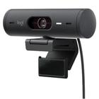 Webcam + Suporte Logitech Brio 500 Full HD, 1080p, 30 FPS, com Microfones Duplos, USB, Suporte Incluso, Grafite - 960-001412