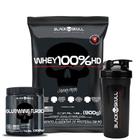 Whey 100% Hd - 900G Refil Chocolate Black Skull + Glutamine Turbo 300g Black Skull + Coqueteleira Black Skull