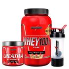 Whey 100% Pure 900g Pote- Integralmedica + Creatina Hardcore 300g Integralmedica + Coqueteleira 2 doses 450 ml