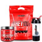 Whey 100% Pure 900g Refil - Integralmedica + Creatina Hardcore 300g Integralmedica + Coqueteleira 2 doses 450 ml