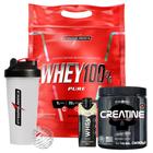 Whey 100% Pure Protein Concentrado Refil + Creatina Pura 300g Black + Shake - Dux + Coqueteleira IM