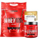 Whey 100% Pure Whey Protein Concentrado 900g Refil + Glutamina 300g Integralmédica + Cabelos e Unhas