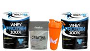 Whey Protein 100% 2x2,1 (4,2kg) + Creatina 300gr + Coqueteleira 700 ml - Health Time