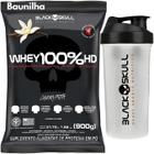 Whey Protein 100% HD REFIL + Coqueteleira 600ml - Kit Black Skull Whey Isolado Concentrado Hidrolisado + Shakeira 600ml