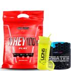 Whey Protein 100% Pure Concentrado 900g Refil - Integralmediica+Creatina Monohidratada 300g - Under +Coqueteleira 700 ml