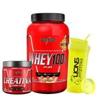 Whey Protein 100% Puro 907g - Integralmedica+Creatina carbo fuel 300g+Coqueteleira 700 ML