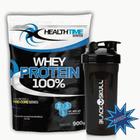 Whey Protein 100% Refil (900g) Morango + 1 Coqueteleira Preta (600ml) - Health Time Nutrition