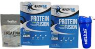 Whey Protein Fusion 3w 1,8kg 2x (3,6kg)+creatina 300g+ COQUETELEIRA 700 ML - HEALTH TIME