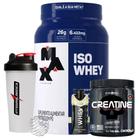 Whey Protein Isolado Isowhey 900g - Max Titanium + Creatina Pura - 300g - Black + Shake + Coq. IM