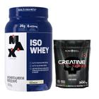 Whey Protein Isolado Isowhey 900g - Max Titanium + Creatina Turbo 300g Refil Black Skull - Sem sabor