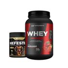 Whey protein morango 900g + pré treino hefestus limonada - HF SUPLEMENTS