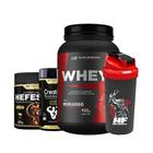 Whey protein morango + pré treino limonada creatina + coq